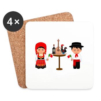 Couple portugais - Dessous de verre (lot de 4) - blanc - Devant