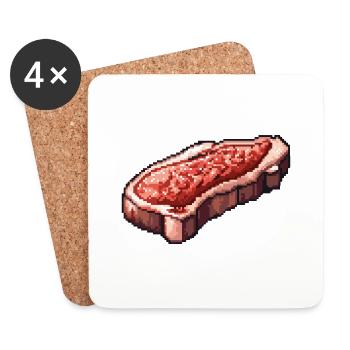 Steak Filet Pixel Icon - Coasters (set of 4) - white - Front