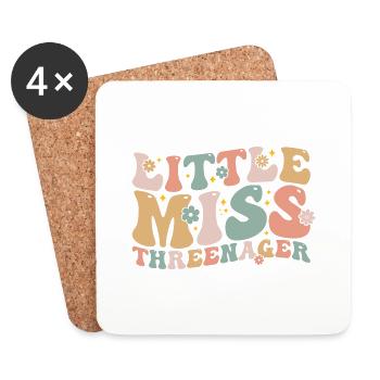 Little Miss Threenager 3rd Birthday 3Year Old Girl - Dessous de verre (lot de 4) - blanc - Devant