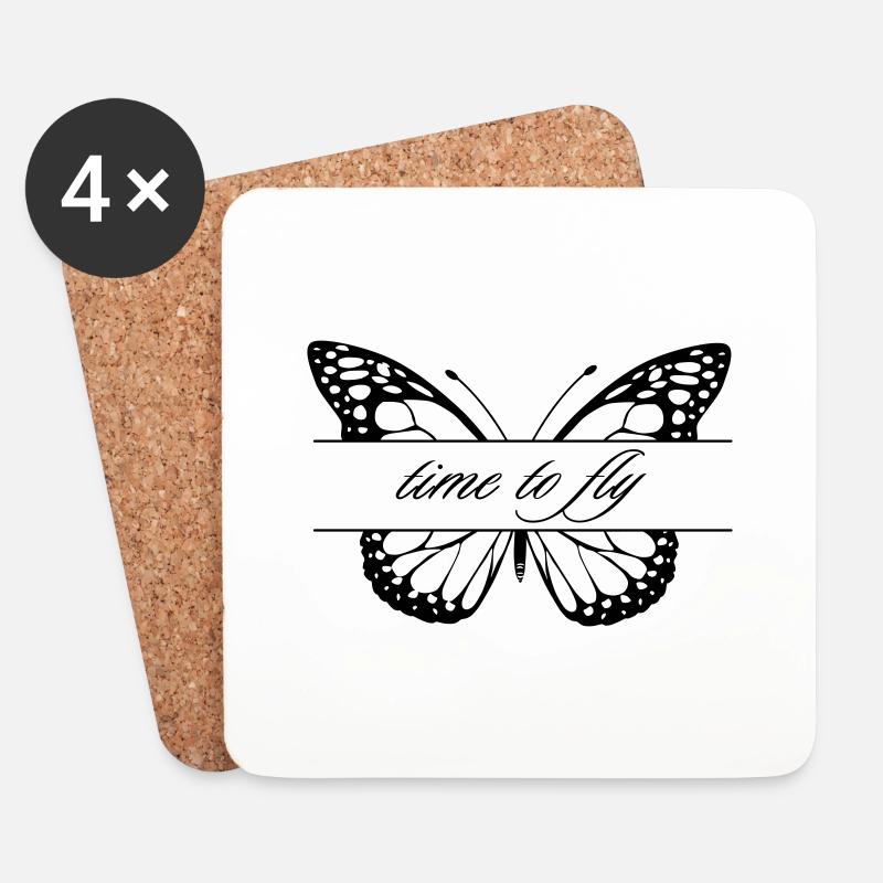 Butterfly timetofly - Untersetzer (4er-Set) - Weiß