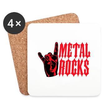 Heavy Metal Rocks Hard Rock Musik Text Spruch Logo - Untersetzer (4er-Set) - Weiß - Vorne