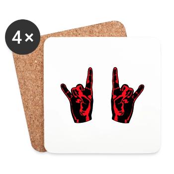 Two Heavy Metal Hard Rock Horns Finger Hand Gesture - Coasters (set of 4) - white - Front