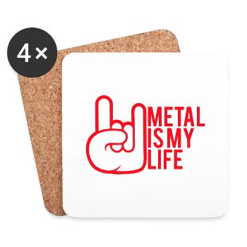Metal Is My Life Hard Rock Cornes Bande Dessinée Geste de la Main - Dessous de verre (lot de 4) - blanc - Devant