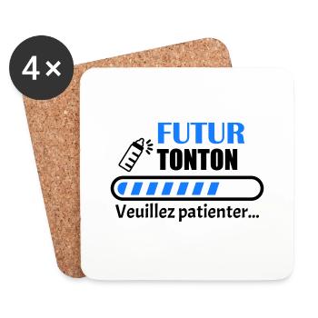 futur tonton, bientôt oncle,annonce grossesse - Dessous de verre (lot de 4) - blanc - Devant