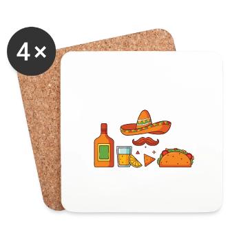 Tacos & Tequila Funny Taco Lover Saying Slogan - Coasters (set of 4) - white - Front