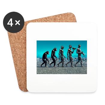 Evolution des Fotografen: Vom Affen zum KI-Fotografen - Untersetzer (4er-Set) - Weiß - Vorne