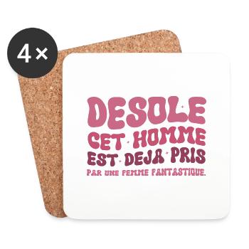 désolé cet homme est déjà pris - Dessous de verre (lot de 4) - blanc - Devant