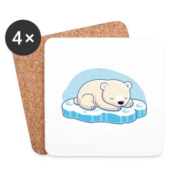 Schlafender Eisbär - Untersetzer (4er-Set) - Weiß - Vorne