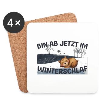 Bär im Winterschlaf Winter Schnee Geschenk Warm - Untersetzer (4er-Set) - Weiß - Vorne