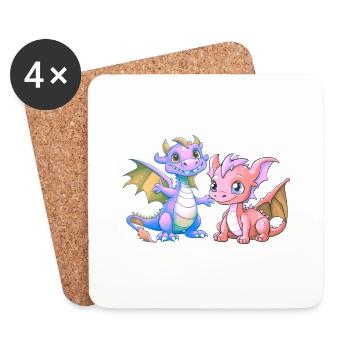 Dragon Dragon Child Kids Baby Toddler - Coasters (set of 4) - white - Front