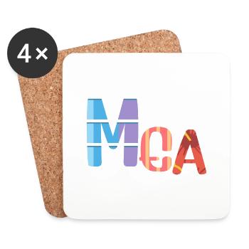 Mea nom, texte pastel coloré - Dessous de verre (lot de 4) - blanc - Devant