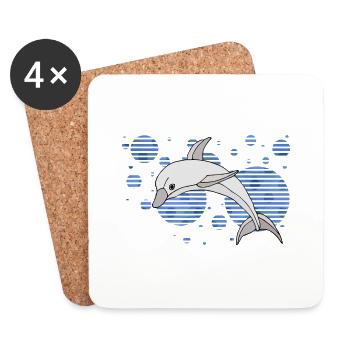Delfin - Untersetzer (4er-Set) - Weiß - Vorne