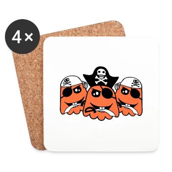 3 Pirate Fantômes Fantômes Drôle Mal Halloween - Dessous de verre (lot de 4) - blanc - Devant