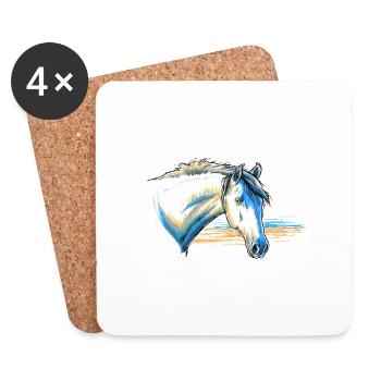 Camargue Horse Portrait - Coasters (set of 4) - white - Front