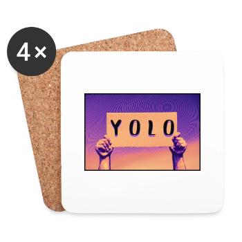 Schild - YOLO - Untersetzer (4er-Set) - Weiß - Vorne