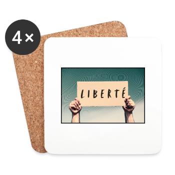 Pancarte - Liberté - Dessous de verre (lot de 4) - blanc - Devant