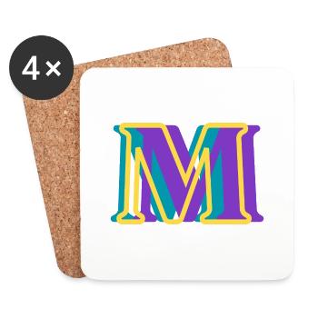 Mehrfarbiger Buchstabe m - Untersetzer (4er-Set) - Weiß - Vorne