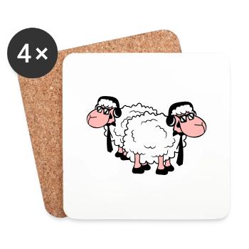 2 mouton lunettes de soleil musique fête DJ équipe amis - Dessous de verre (lot de 4) - blanc - Devant