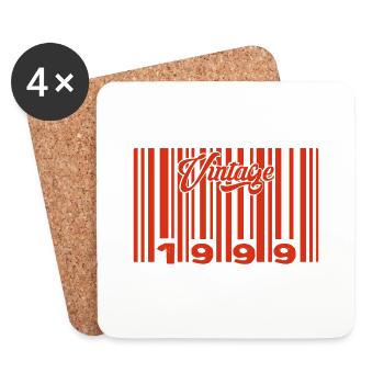 Jahrgang 1999 Geboren im Jahr 1999 26 Jahre alter Barcode Anniversai - Untersetzer (4er-Set) - Weiß - Vorne