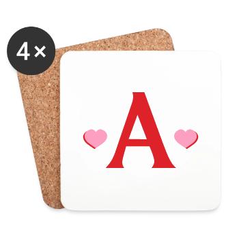 Letter with red hearts - Coasters (set of 4) - white - Front