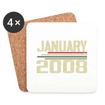 Janvier 2008 - Cadeau d'anniversaire janvier 2008 - Dessous de verre (lot de 4) - blanc - Devant