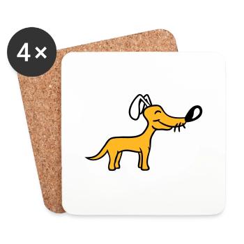 Dog Big Nose Cute Happy Pet Funny Cool - Coasters (set of 4) - white - Front