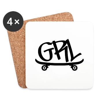 GRL SK8 skater girl skatergirl Mädchen Skateboard - Dessous de verre (lot de 4) - blanc - Devant