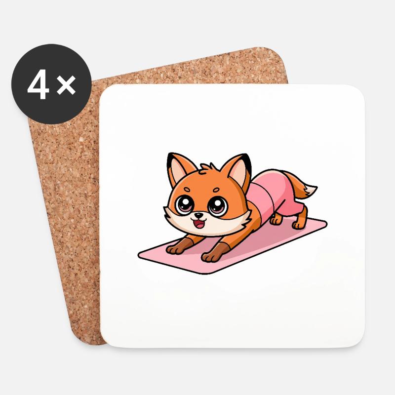 Fuchs Yoga - Untersetzer (4er-Set) - Weiß
