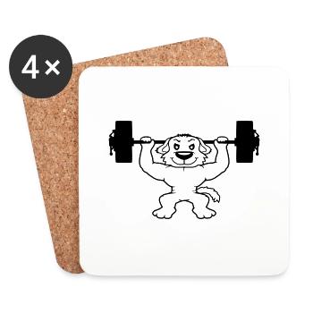 Dog Bodybuilder Strong Muscles Gym Weightlifting - Coasters (set of 4) - white - Front