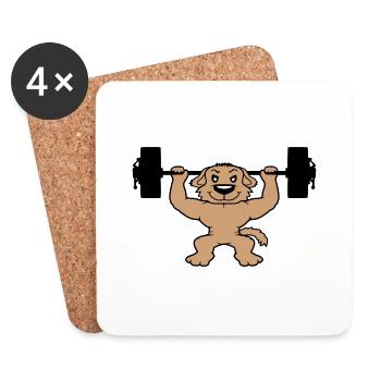Dog Bodybuilder Strong Muscles Gym Weightlifting - Coasters (set of 4) - white - Front