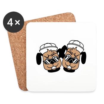 2 DJ chiens lunettes de soleil adolescent casquette casquette équipe - Dessous de verre (lot de 4) - blanc - Devant