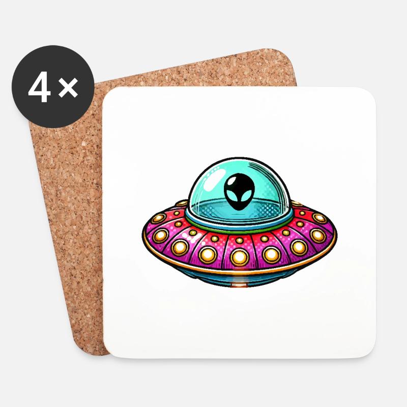 ufo comic - Untersetzer (4er-Set) - Weiß