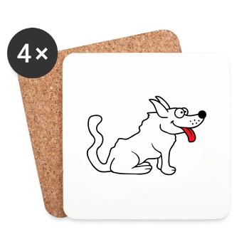 Dear dog sticks out his tongue happily - Coasters (set of 4) - white - Front
