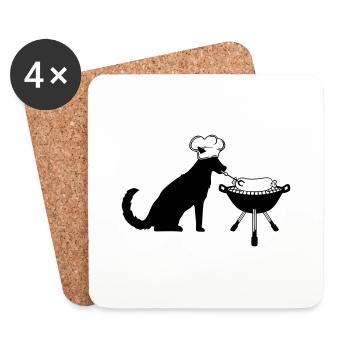 Hund Wurst Grillen Kochmütze Würstchen Koch Hunger - Untersetzer (4er-Set) - Weiß - Vorne