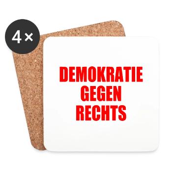 demokratie gegen rechts - Untersetzer (4er-Set) - Weiß - Vorne
