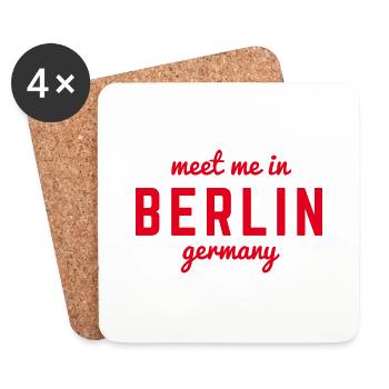Berlin Allemagne Fan Flag Design T Shirt - Dessous de verre (lot de 4) - blanc - Devant