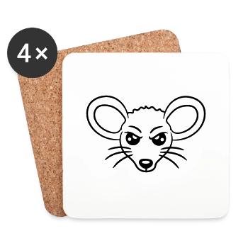 Mouse looks angry angry frustrated angry aggressive - Coasters (set of 4) - white - Front