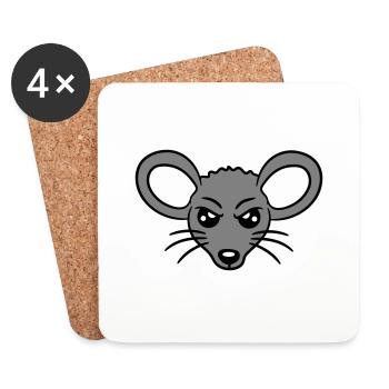 Mouse looks angry angry frustrated angry aggressive - Coasters (set of 4) - white - Front