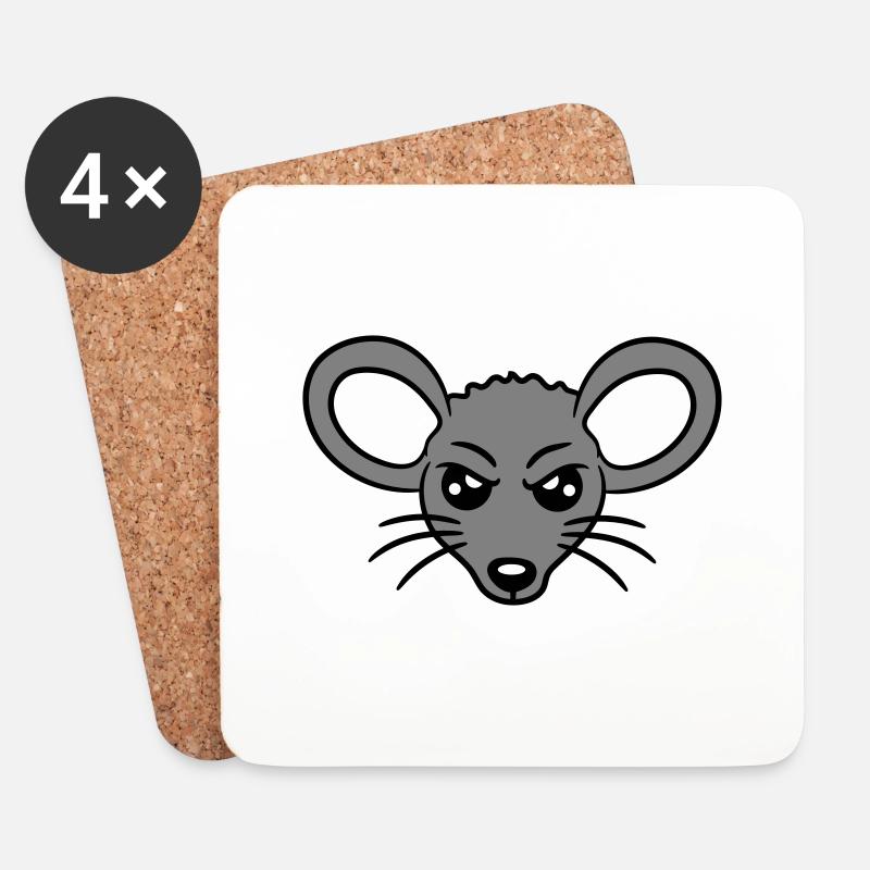 Maus Guckt Böse Wütend Frustriert Sauer Aggressiv - Untersetzer (4er-Set) - Weiß