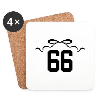 Numéro 66 noeud - 66e anniversaire - Dessous de verre (lot de 4) - blanc - Devant