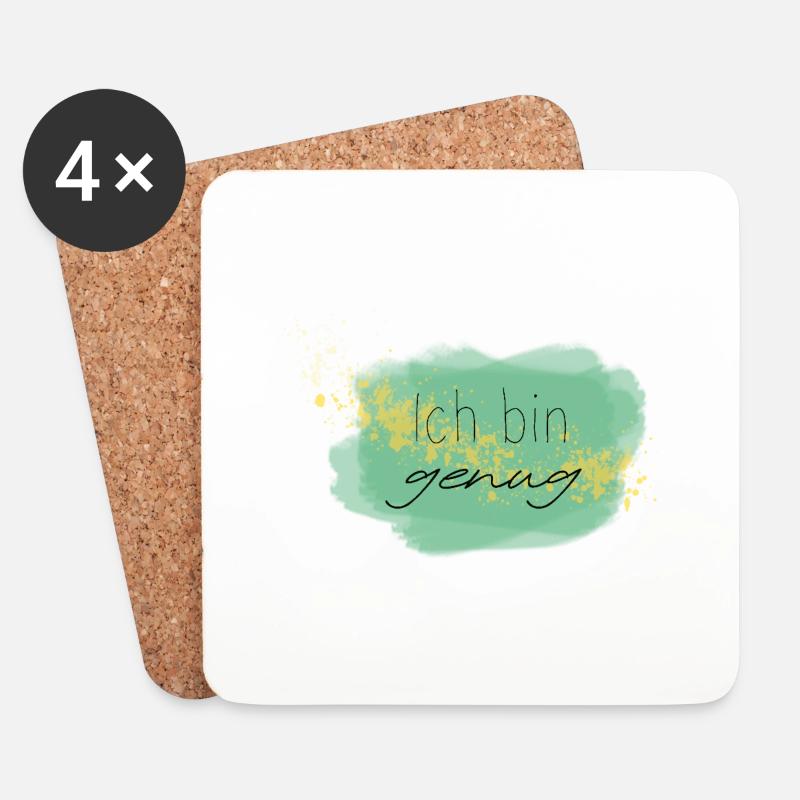 Affirmation "Ich bin genug" - Untersetzer (4er-Set) - Weiß