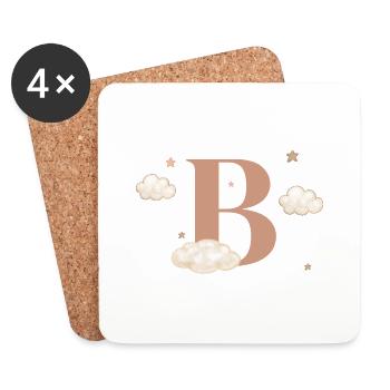 Letter b clouds stars - Coasters (set of 4) - white - Front