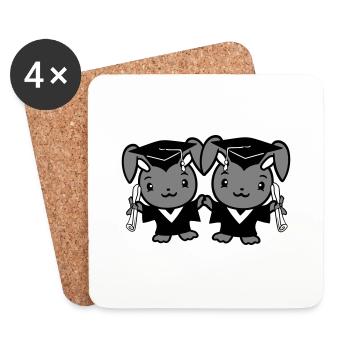 2 lapins Diplôme d’études collégiales Deux amis Équipe - Dessous de verre (lot de 4) - blanc - Devant