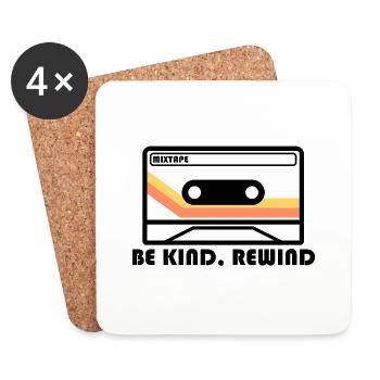 "Be Kind, Rewind" – Tape Design 📼 - Coasters (set of 4) - white - Front