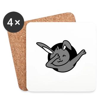Bunny Dabbing Dab Dance Pose Dancing Hole Party Fun - Coasters (set of 4) - white - Front