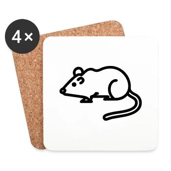 Black Mouse Outline Icon – Perfect for Animal Love - Coasters (set of 4) - white - Front