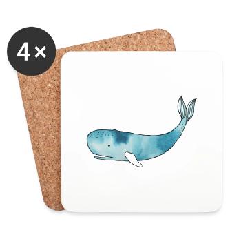 Watercolor Whale - Untersetzer (4er-Set) - Weiß - Vorne