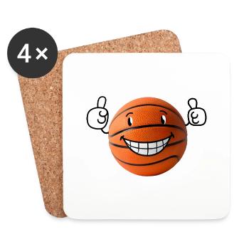 Basket-ball heureux montrant le pouce levé - Dessous de verre (lot de 4) - blanc - Devant