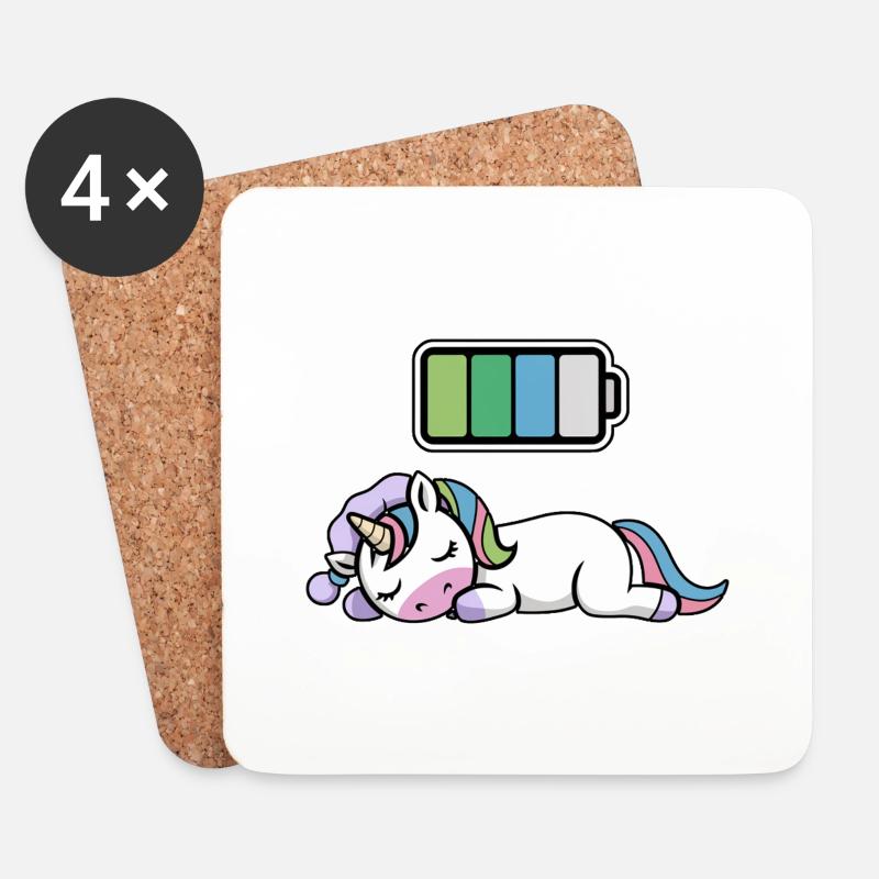 Unicorn Sleeping Recharging Night Bedtime - Untersetzer (4er-Set) - Weiß