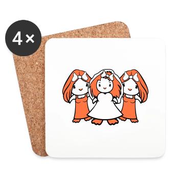 3 Birds Team Bride Girls Three Girlfriends Wedding - Coasters (set of 4) - white - Front